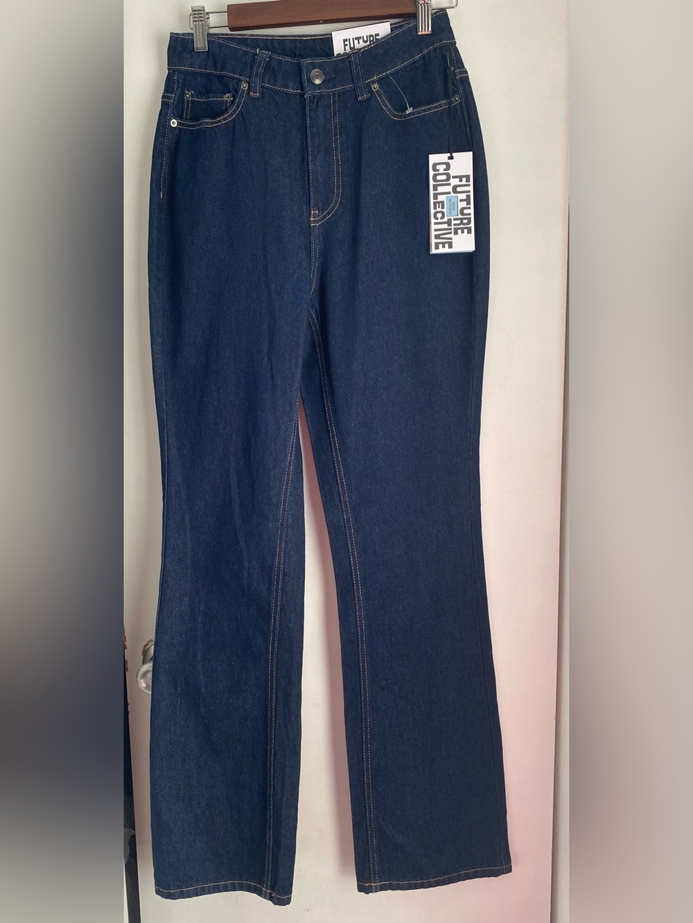 Future Collective Women’s 4 Dark Wash High Rise Flare Jeans 100% Cotton Denim